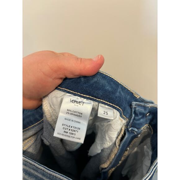 Vervet Blue Skinny Jeans Style 5120 Cut 52671 Button Fly Raw Hem - Picture 4 of 4